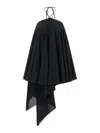 Jacquemus Courte Asymmetric Cotton-blend Crepon Halterneck Dress In Black