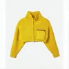 Jacquemus Vibrant Cropped Cardigan With Chunky Ribbed Knit And High Collar In Yellow