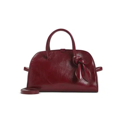 Jacquemus Vibrant Red Leather Handbag With Structured Silhouette In Burgundy