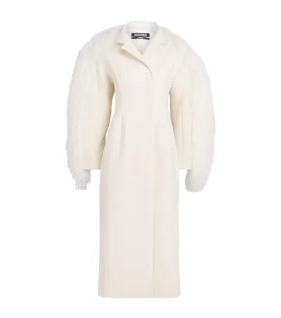 Jacquemus Virgin Wool Boa Coat In White