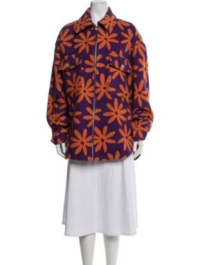 Pre-owned Jacquemus Virgin Wool Floral Print Jacket In Purple
