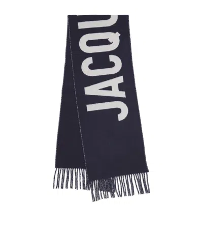 Jacquemus Jacquard Logo Wool Scarf In Blue