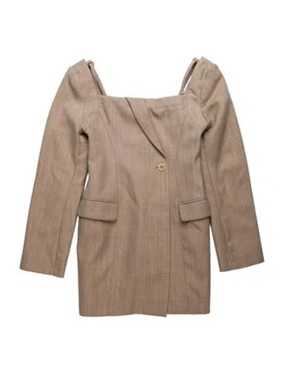 Pre-owned Jacquemus Virgin Wool Mini Dress In Neutral