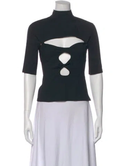 Pre-owned Jacquemus Virgin Wool Mock Neck Crop Top In Black