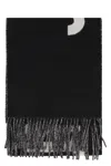 Jacquemus Long Rectangular Wool Scarf With Bold Lettering In Black