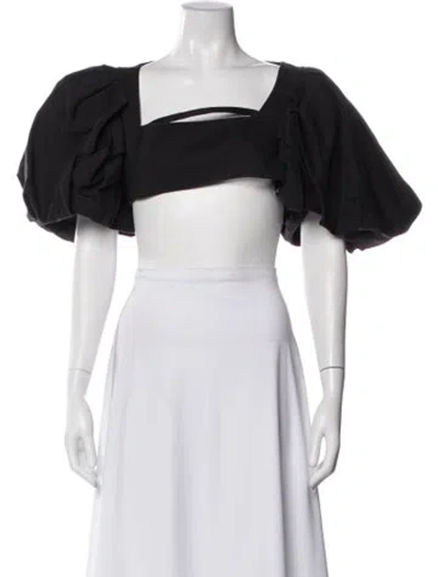 Pre-owned Jacquemus Virgin Wool Square Neckline Crop Top In Black