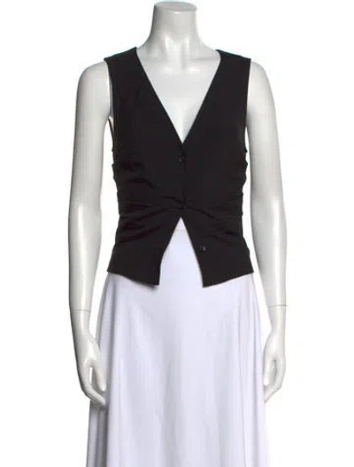 Pre-owned Jacquemus Virgin Wool V-neck Crop Top In Black