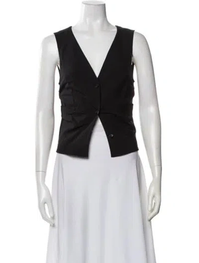 Pre-owned Jacquemus Virgin Wool V-neck Top In Black
