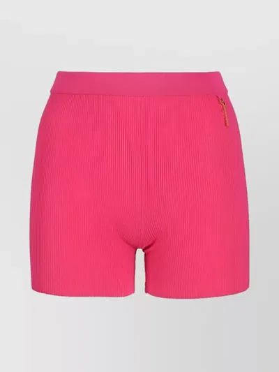 Jacquemus Viscose Short Shorts In Pink