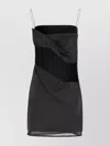 Jacquemus Viscose Spaghetti Straps Mini Sheer Layered Dress In Black