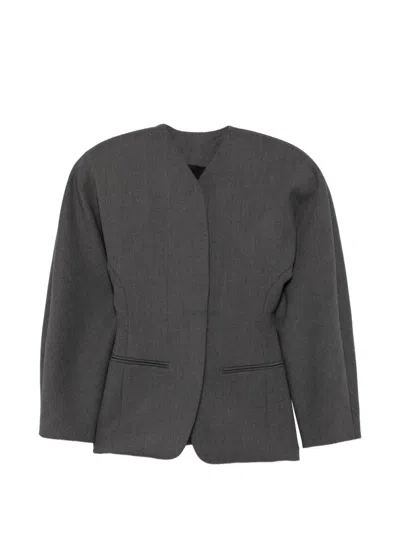 Jacquemus V-neck Cocoon-sleeve Jacket In Gray