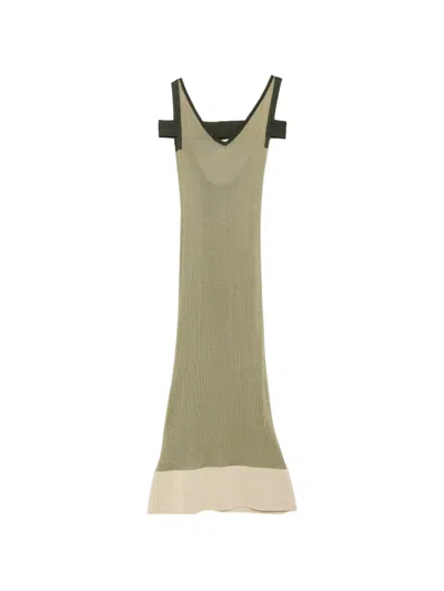 Pre-owned Jacquemus V-neck Cut-out Midi Dress In Green