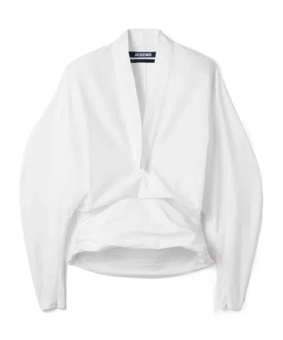 Jacquemus V-neck Fitted Waist Shirt In White