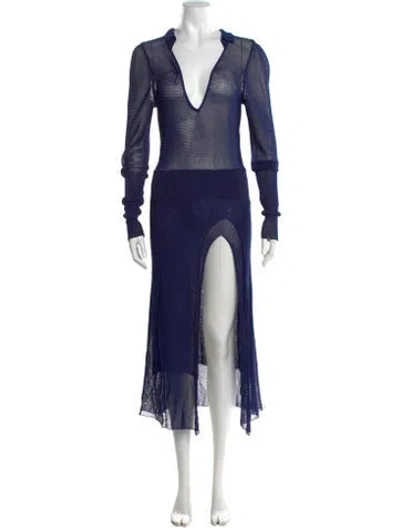Pre-owned Jacquemus V-neck Long Dress In Blue