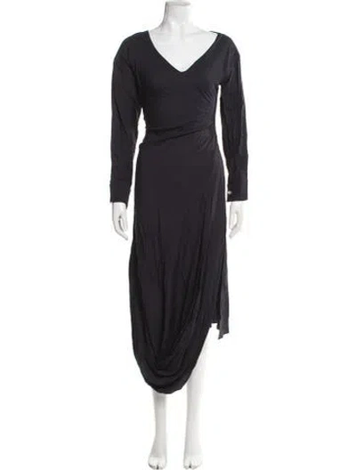 Pre-owned Jacquemus V-neck Long Dress In Gray