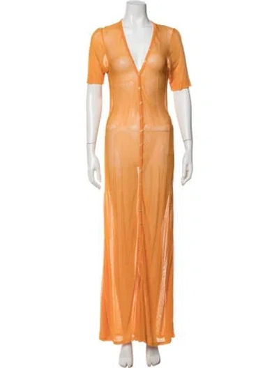 Pre-owned Jacquemus V-neck Long Dress In Orange