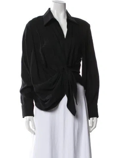 Pre-owned Jacquemus V-neck Long Sleeve Blouse In Black