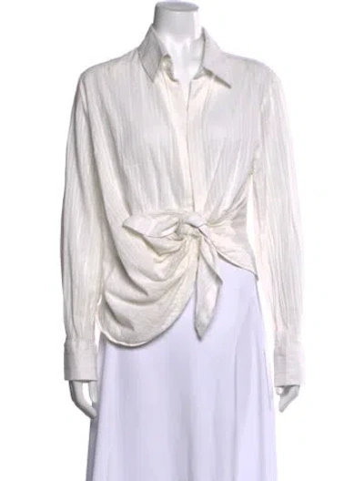 Pre-owned Jacquemus V-neck Long Sleeve Button-up Top In White