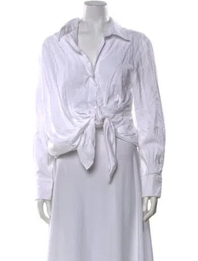 Pre-owned Jacquemus V-neck Long Sleeve Button-up Top In White