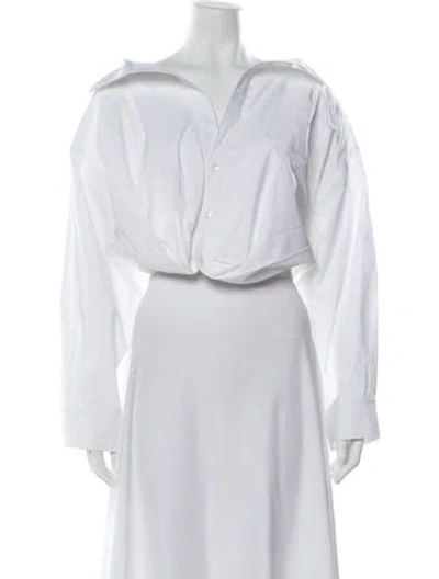 Pre-owned Jacquemus V-neck Long Sleeve Button-up Top In White
