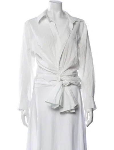 Pre-owned Jacquemus V-neck Long Sleeve Button-up Top In White