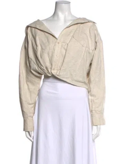 Pre-owned Jacquemus V-neck Long Sleeve Crop Top In Brown