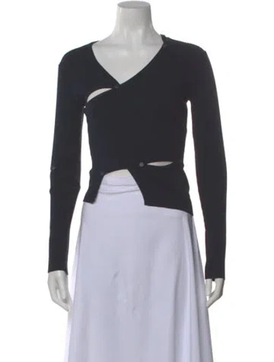 Pre-owned Jacquemus V-neck Long Sleeve Crop Top In Gray