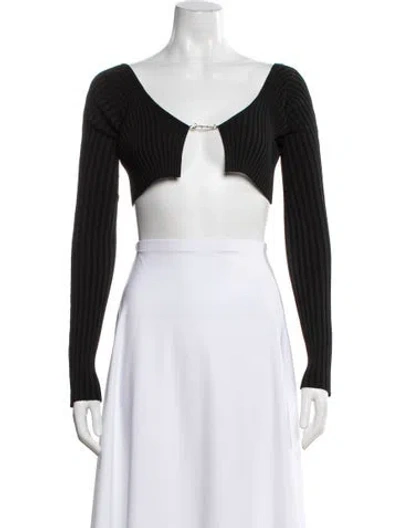 Pre-owned Jacquemus V-neck Long Sleeve Crop Top In Gray