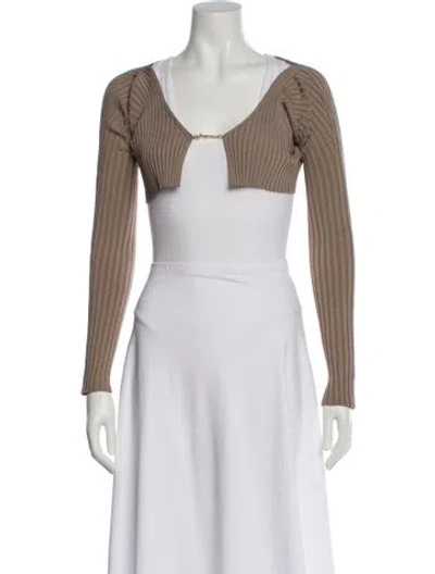 Pre-owned Jacquemus V-neck Long Sleeve Crop Top In Neutral