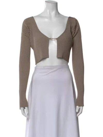 Pre-owned Jacquemus V-neck Long Sleeve Crop Top In Neutral