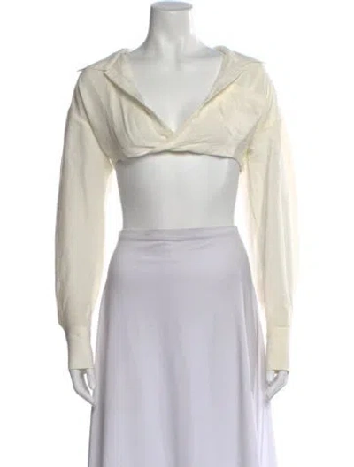 Pre-owned Jacquemus V-neck Long Sleeve Crop Top In Neutral
