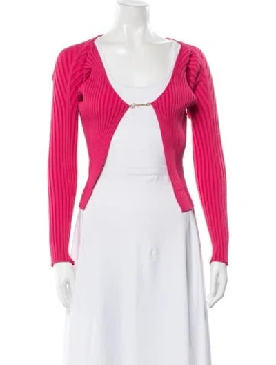 Pre-owned Jacquemus V-neck Long Sleeve Crop Top In Pink