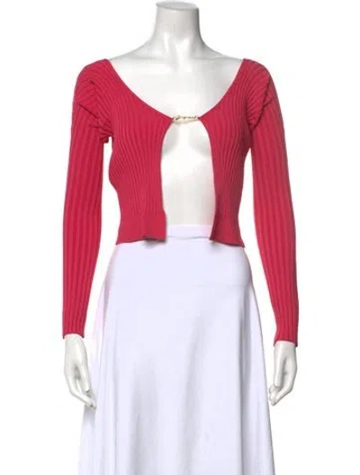 Pre-owned Jacquemus V-neck Long Sleeve Crop Top In Pink