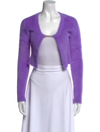 Pre-owned Jacquemus V-neck Long Sleeve Crop Top In Purple