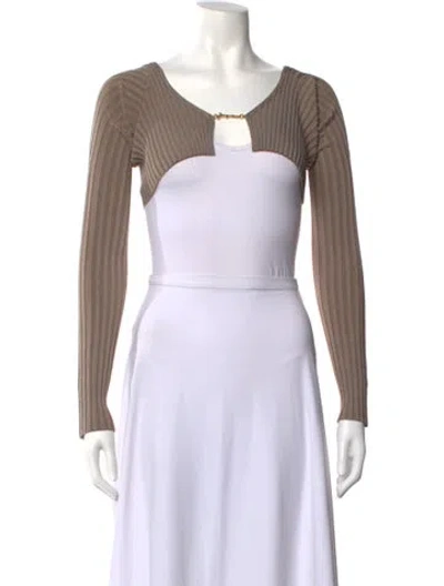 Pre-owned Jacquemus V-neck Long Sleeve Crop Top W/ Tags In Neutral