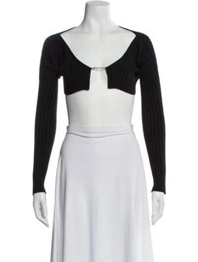 Pre-owned Jacquemus V-neck Long Sleeve Crop Top In White