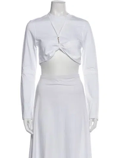 Pre-owned Jacquemus V-neck Long Sleeve Crop Top In White