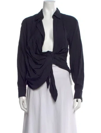 Pre-owned Jacquemus V-neck Long Sleeve Top In Black