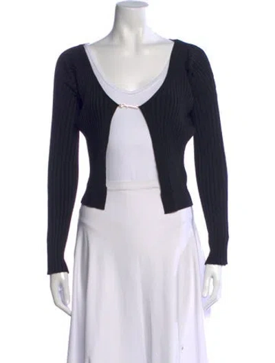 Pre-owned Jacquemus V-neck Long Sleeve Top In Black