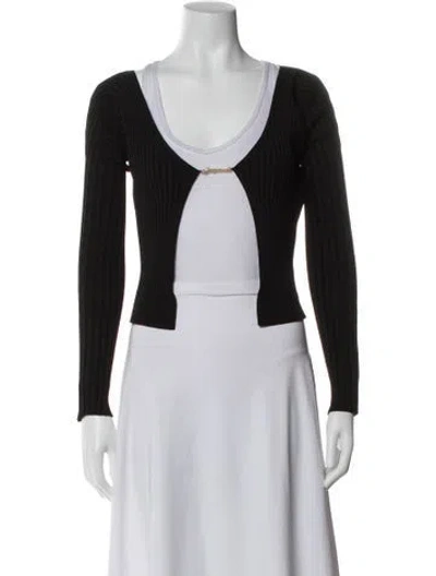 Pre-owned Jacquemus V-neck Long Sleeve Top In Black