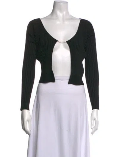 Pre-owned Jacquemus V-neck Long Sleeve Top In Black