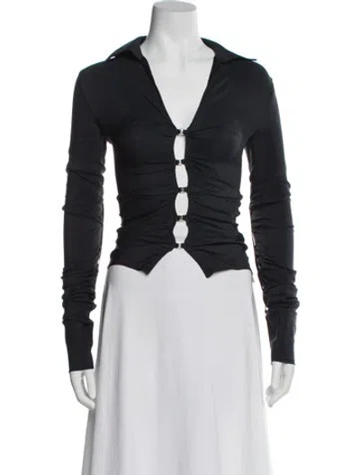 Pre-owned Jacquemus V-neck Long Sleeve Top In Blue