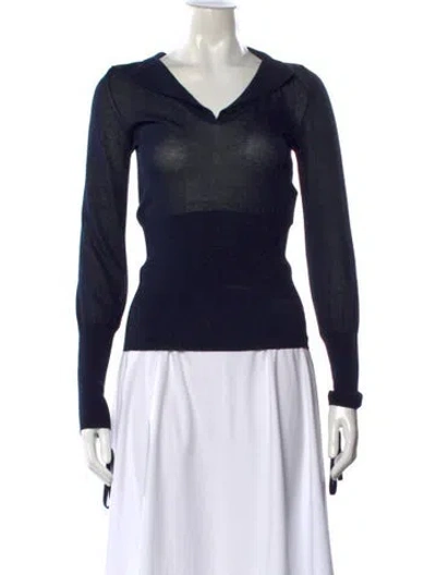 Pre-owned Jacquemus V-neck Long Sleeve Top In Blue