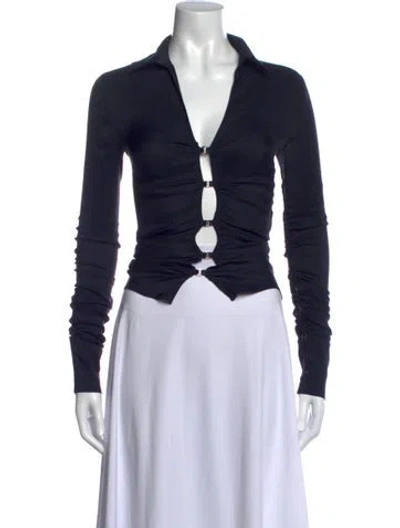 Pre-owned Jacquemus V-neck Long Sleeve Top In Blue