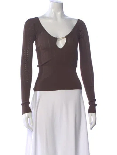 Pre-owned Jacquemus V-neck Long Sleeve Top In Brown