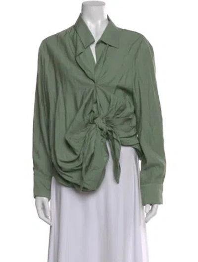 Pre-owned Jacquemus V-neck Long Sleeve Top In Green