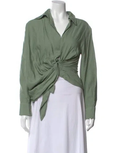 Pre-owned Jacquemus V-neck Long Sleeve Top In Green