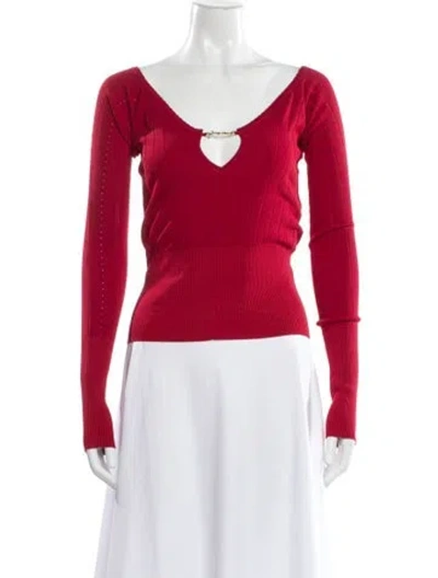 Pre-owned Jacquemus V-neck Long Sleeve Top In Red