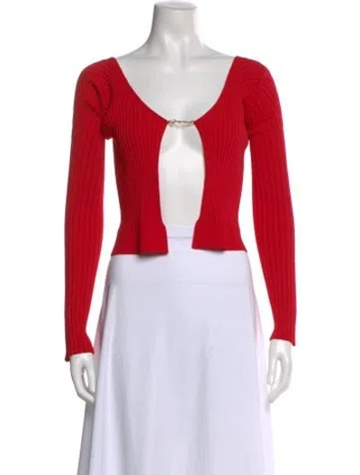 Pre-owned Jacquemus V-neck Long Sleeve Top In Red