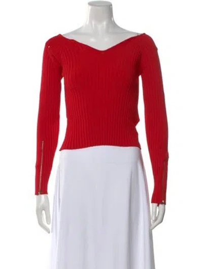 Pre-owned Jacquemus V-neck Long Sleeve Top In Red